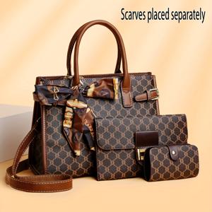 TEMU 니치 디자인 여성용 대용량 가방 패션 캐주얼 다용도 어깨 크로스바디 핸드 토트 백 클러치 카드 홀더 세트