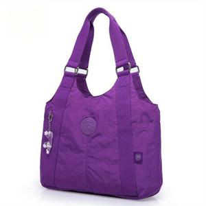 TEMU 여성용 일본 스타일 만두 핸드백 - 대용량 나일론 토트백, 지퍼 클로저 & 조절 가능한 스트랩, 골드톤 하드웨어, 안감 - 캐주얼 & 포멀 가방, 일상 사용, 여행용 - 블랙 & 네이비 블루 (손세탁 가능) - 일본 영감 디자인의 다용도 여성 숄더백, 내구성 & 넉넉한 수납공간