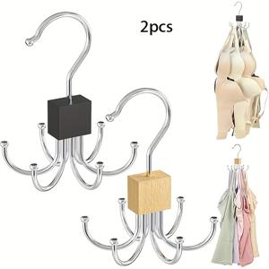 TEMU 2개 스테인레스 스틸 6개 호크 벨트 정리함, 360° 회전형 공간 절약형 옷장 보관 랙, 벨트, , 조끼, 넥타이, 스카프 - 천장 마운트, 폴리시드 마감, 현대적인 디자인, 벨트 정리함 | 현대적인 옷장 액세서리 | 폴리시드 스테인레스 스틸