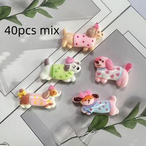 TEMU 40개 귀여운 레진 도트 강아지 참 - 파스텔 폴카도트, 하트 & 플로럴 패턴 펜던트 키체인, 이어링, 주얼리 만들기용 - 가벼운 DIY 공예 재료, 개 장식품, 팔찌 참, 세밀한 디자인, 수제 아티스트용 장식 액세서리