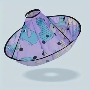 TEMU 만화 패턴 헤어드레싱 케이프 - 스티커가 아닌 샬롱 및 홈 사용 바버 아프론, 조절 가능한 클로저, 보라색과 삽화, 스타일리시한 헤어컷을 위한 완벽한 바버 액세서리