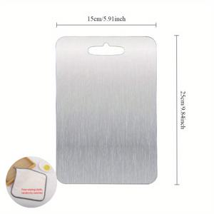 TEMU 1개 헤비듀티 스테인리스 주방 도마 - 양면 미끄럼 방지 절단판, 세척 용이 - 채소, 과일, 고기, 허브용 위생적 준비 표면 - 식기세척기 사용 가능 & 스크래치 방지 - 홈 키친 필수품, 내구성 있는 스테인리스 구조, 매끈한 디자인, 부드러운 표면
