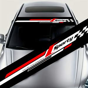 TEMU 1pc 스포티한 레이싱 퍼포먼스 윈드시ールド 스티커 - 체크드 플래그 디자인의 자체 접착식 비닐 데칼, 자동차, SUV, 플라스틱/금속 표면, 자동차 창 데칼, 차량 맞춤, 세련된 자동차 디자인, 내구성 있는 자동차