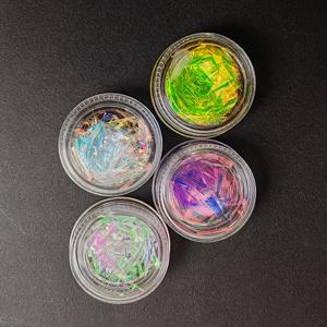 TEMU 4pcs 아일랜드 유리 네일 아트 플레이크 - DIY 매니큐어용 4-컬러 그라데이션 오로라 유리 종이 조각, 반사 미러 디자인 네일 스티커, 향이 없는 장식 키트