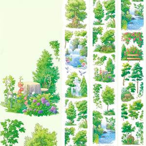 TEMU 2m 롤 레이저 PET 와시 테이프 - 투명한 숲 & 꽃 디자인 장식용 접착 테이프, 스크랩북킹, 콜라주, 저널용 - 100cm 루프, 스크랩북킹 용품