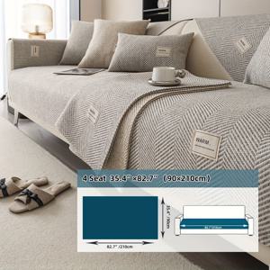 TEMU 라벨이 있는 아마소파 쿠션, 사계절용 미끄럼 방지 시트 커버, 모던 스타일, 세탁기 사용 가능, 반려동물 친화적, 1/2/3/4인용 및 L자형 소파에 적합, 거실 인테리어