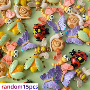 TEMU 15개 혼합 및 매치 곤충 나비 달팽이 만화 동물 수지 액세서리, DIY 폰 케이스 만들기 헤어 클립 신발 버클 키체인 보석 만들기 재료에 적합합니다.