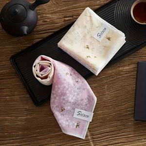 TEMU 2개 일본 벚꽃 핸드케어프 - 우아한 파스텔 핑크 사쿠라 디자인, 여성 액세서리용 부드러운 소재, 차도/생일 기념 선물, 세탁기 사용 가능, 특별한 날을 위한 선물, 섬세한 자수, 고품질 자수, 스타일리시 핸드케어프, 차 애호가를 위한 선물