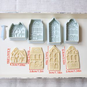 TEMU 미니 하우스 박스 쿠키 커터 인쇄기 모양 크리스마스 비스킷 스탬프 아이싱 쿠키 폰당 케이크 베이킹 장식 도구 학교로 돌아가기