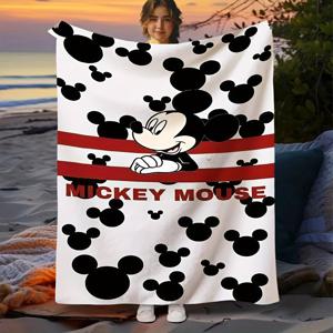 TEMU 1pc 미키 마우스와 미니 마우스 패턴 테마 블랭킷, 숄 블랭킷, 블랭킷 세트, 침대, 소파, 사무실, 야외, 크리스마스, 홈 데코레이션에 적합
