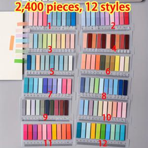 TEMU 2400매 (12종류) 유럽 레트로 스타일 PET 접착 메모지 - 사무실, 학교, 가정용 재사용 가능 컬러 코드 탭 - 생생한 색상, 내구성 있는 직각형 디자인, 클래식 감성, 투명 뒷면, 고품질 접착제, 오피스 용품, 고급 메모패드