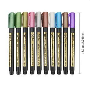 TEMU 10팩 메탈릭 마커 - 방수 및 내유성 팁, 플라스틱/세라믹/나무/유리용 중간 굵기 - 카드 만들기, 공예, 부활절 달걀, 스크랩북용 DIY 미술 용품 - 성인 컬러링, 돌 그림, 레진 몰드 키트 - 페인팅 펜 세트 (혼합 색상), 생생한 색상,부드러운 필기,내구성 있는 플라스틱,빠른 건조 잉크