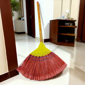 TEMU 싱글 에이트-네일 웨이브 골판지 브러시 - 부드러운 비긁힘 방지 빨간 솔 & 내구성 플라스틱 손잡이, 실내/야외용 먼지 없는 바닥 청소, 침실, 욕실, 거실, 정원 청소용 스카버 브러쉬, 자연스러운 쓸기 도우미, 홈 클리너