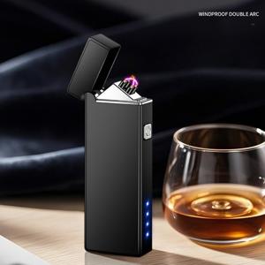 TEMU USB 충전식 듀얼 아크 라이터 - 방풍, 고출력, 세련된 금속 바디, 멀티펑션 디자인, 빠른 충전, 독특한 외관, 캠핑 BBQ 생존 키트 및 비상 구조 기능, 무화염 무연, 아버지/남자친구/남편을 위한 완벽한 선물