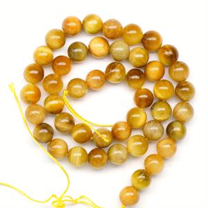 TEMU 4/6/8/10mm - 다양한 크기, 반짝이는 AAA 금색 호랑이 눈 자연석 매력 보석, DIY 보석 만들기에 이상적, 다용도 목걸이, 팔찌 및 귀걸이 액세서리