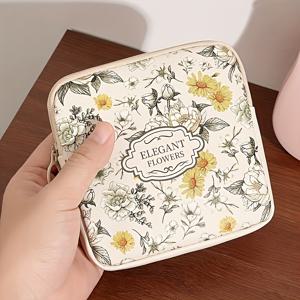 TEMU 위생적인 보관 가방, 귀여운 꽃무늬와 우주 디자인이 있는 대용량 립스틱 파우치, 제품, 화장품, 충전기, 케이블, 이어폰, 생리대를 위한 가벼운 여행용 정리 가방 – 세련된 지퍼 잠금 장치, 생리용품 및 액세서리에 완벽하게 적합, 생일 선물로 이상적입니다|립스틱