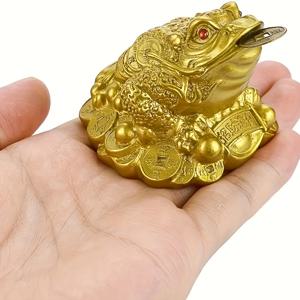 TEMU 1개 행운의 개구리 동전 - 중국 풍수 부자 장식, 금색 레진 복숭아, 실내/야외 장식용, 전기 필요 없음, 크리스마스/새해/발렌타인데이 선물, 집/사무실/업소 장식, 개구리 장식품, 명절 장식, 화려한 무늬, 전통 디자인, 정교한 디테일, 인테리어 소품|인테리어소품