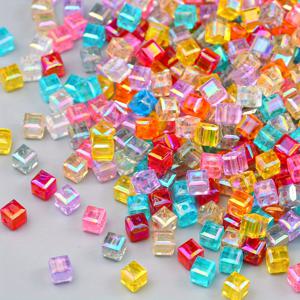 TEMU 7mm 약 399개 혼합 컬러 투명 사각 아크릴 스페이서 비즈, DIY 목걸이 팔찌 폰체인 액세서리용 다양한 색상 옵션