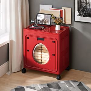 TEMU 대용량 플립탑 수납 박스 - 공간 절약형 프론트 도어 디자인, 침실·거실·기숙사용 옷 & 침구 정리함 - 내구성 강한 플라스틱 소재, 클래식 디자인, 바쁜 직장인 필수품, 침대 밑 수납 가능|접이식침대|폴딩박스|간이침대