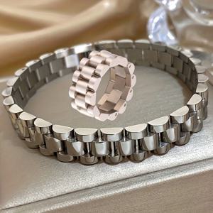 TEMU 2개 세트 우아한 스테인리스 스틸 팔찌, 창의적인 스트랩 디자인, 파티와 일상용으로 적합한 다목적 패션 액세서리, 커플 및 모든 행사에 완벽