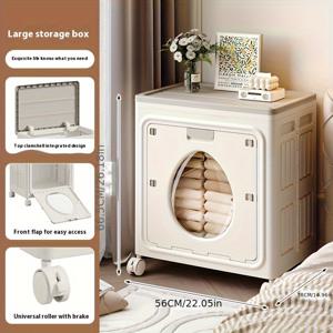 TEMU 대용량 플립탑 뚜껑이 있는 옷장 정리함 - 헤비듀티 접이식 수납 박스, 침실·거실·기숙사용 공간 절약형 옷걸이, 의류·침구·세탁물 보관에 이상적, 튼튼한 플라스틱 구조, 클래식 디자인, 휴대 가능, 내구성 있는 플라스틱 제작