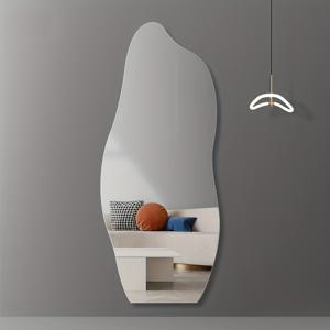 TEMU 셀프 접착식 아크릴 수면 구름형 전신거울 - 스타일 이상적인 수직벽걸이 드레싱 미러, 무공사 설치, 녹슬지 않는 플라스틱 프레임으로 욕실, 침실, 기숙사 & 홈데코용 - 좁은 공간을 위한 호박형 디자인, 가벼운 제작물, 아파트생활에 이상적