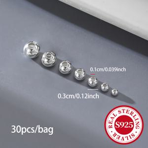 TEMU 100개/50개/30개/20개/10개 S925 스털링 실버 비즈 2/2.5/3/3.5/4/4.5/5mm 라운드 구슬, 팔찌 및 앵클릿 만들기용 DIY 공예 재료, 주얼리 액세서리, 팔찌 제작용 비즈, DIY 주얼리 만들기 소품, 펜던트, 주얼리 제작용 비즈|팔찌|DIY