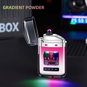 TEMU 5가지 컬러, 패셔너블 그라데이션 듀얼 아크 라이터, 펄스 라이터, 방풍 라이터, LED 전원 디스플레이, 무화염, 컴팩트 휴대용 라이터, USB 충전, 야외 캠핑, 피크닉, 여행, 아로마테라피, 생존, 비상용, 데이 선물, 생일 선물에 완벽