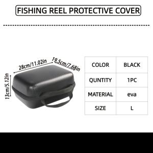 TEMU JSFUN 블랙 하드 쉘 낚시 릴 가방 - 내구성 있는 EVA 소재, 지퍼 클로저, 해양 낚시 및 전기 릴에 이상적, S/M/L 사이즈, 스포츠 스타일, 캠핑 및 야외 활동에 완벽, 낚시 장비 보관|세련된 낚시 가방|지퍼 클로저, 낚시 도구 상자