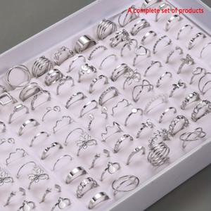 TEMU 22/66개 세트 패셔너블하고 우아한 기하학적 스택드 링 - 나비, 하트, 다섯개 별 요소 포함, 여성용 데일리 & 파티용 멀티피스 주얼리, 크리스마스·할로윈·발렌타인데이 선물용 다목적 액세서리 (박스 미포함)