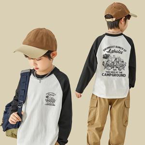 TEMU 2025 가을/겨울 트렌디한 오프숄더 긴팔 티셔츠, 캐주얼 아웃핏, 루즈핏 디자인, 비투명 소재, 편안한 원단, 어린이 의류, 롱슬리브 티, 청소년 패션