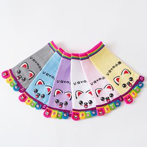 TEMU 6팩 여성용 귀여운 애니메이션 캐릭터 양말 5발가락 디자인 & 중간 종아리 커버리지 - 파스텔 & 생동감 있는 색상, 일본 카와이 스타일, 부드럽고 편안한 일상 및 테마 이벤트용 양말