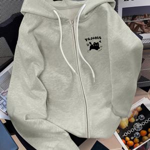 TEMU 여성용 1피스 후드 레터 'M' 고양이 프린트 스웨트셔츠 스웨터 - 포근한 두꺼운 풀오버 후디, 긴 소매 캐주얼 라운지웨어, 세탁기 사용 가능한 사계절 스웨터 (청바지/드레스와 호환 가능)