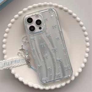 TEMU 아이폰 11 12 13 프로 맥스용 메테로이드 인디 믹스 블루 레이저 보우 더블 레이어 폰 케이스와 레이스 펜던트