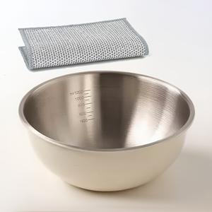 TEMU 스테인리스 스틸 보울 세트, 실버 샐러드 보울 1개 + 실버 와이어 클리닝 천 1개, 샐러드, 국수, 수프 등 다용도, 요리, 베이킹, 식품 보관에 적합, 라면, 만두, 이탈리안 파스타