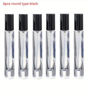 TEMU 6개입 10ml 두꺼운 투명한 유리향수병, 재충전용 스프레이 아토마이저 (블랙/골드/실버) - 미니 사무플라워 샘플 보틀, 여행용 바닥부터 채우는 디자인, 반짝임 있는 퍼퓸 어토마이저, 휴대용 방울뱀, 장식용 화려한 분사기