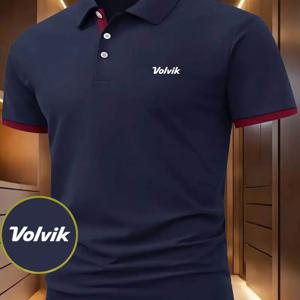 TEMU 남성용 퀵드라이 반팔 셔츠 - 볼빅 'P' 로고, 수분 흡수 버튼 칼라 골프 & 테니스 셔츠, 통기성 여름 캐주얼 웨어, 레귤러 핏 상의 (손세탁 가능) 스포츠 및 아웃도어 활동용|골프웨어