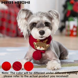 TEMU 1개 니트 겨울 펫 크리스마스 스카프 with 볼 - 부드럽고 따뜻한 고양이 강아지 스카프, 크리스마스 테마 레드/그린 with 화이트 트림, 소형~중형 반려동물용 기계 세탁 가능 패딩, 드레스업 및 코스프레 액세서리, 축제 선물 추천