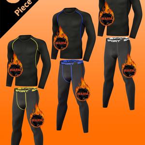 TEMU 남성용 보온 내의 세트 6pcs - 풀지퍼 긴팔 타이트핏 베이스 레이어, 스키, 러닝, 헬스, 아웃도어용 멀티스포츠 액티브웨어 - 통기성 겨울용 보온 (블랙/오렌지 대비) - 손세탁 가능 - 셔츠 스타일