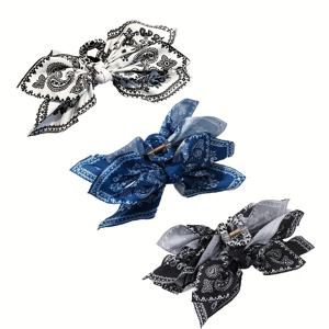 TEMU 3개 헤어 클립 - 대형 마리골드 리본 헤어 액세서리, 블루 & 블랙, 화이트, 여성용 안전 그립 장식 헤어핀, 프렌치 바캉스 헤어 액세서리, 바나나헤어핀, 집게핀 중형, 반묶음 머리핀, 헤어집게핀, 소형집게핀, 집게핀 대형