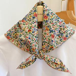 TEMU 여성용 우아한 플로럴 스카프 - 가벼운 논스트레치 삼각 스카프, 블루, 그린, 레드, 옐로우, 화이트 플로럴 패턴 - 봄/가을 일본 패션 액세서리, 포멀 & - 손세탁/드라이 클리닝 - 파라글라이딩을 위한 다용도 넥 랩
