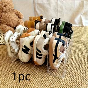 TEMU 투명 플라스틱 신발 정리대 - 조립 불필요 공간 절약형 다단 바닥형 신발장, 현관, 옷장 및 가정 정리를 위한 내구성 있는 투명 수납 선반, 쉬운 시야 확보를 위한 레이어형 수납 시스템, 실용적인 수납 랙, 선반 라이너