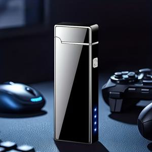 TEMU 방풍 USB-C 충전 전자 라이터, 듀얼 아크 무화염 플라즈마 점화, 비상 구조 기능이 있는 캠핑 BBQ 생존 키트, 휴대용 미니 라이터 (야외용), 무화염 무연