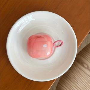 TEMU IMD 복숭아 핑크 원형 버클 이어폰 케이스 (for AirPods 1, 2, 3, 4, Pro, Pro 2, Pro 3 호환) - 내구성이 뛰어난 플라스틱 보호 커버, 귀여운 복숭아 디자인, 스크래치 방지 및 미끄럼 방지 그립, 모든 모델 호환, 귀여운 에어팟 케이스