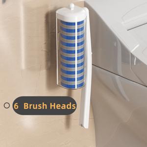 TEMU 일회용 변기 브러쉬 세트 [브러쉬 헤드 6개 + 벽걸이 박스] 강력한 탈취 및 소독 핸드프리 청소 변기 브러쉬 욕실 청소 도구 필수품|변기부속품