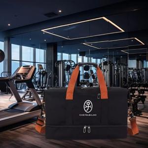 TEMU CASTELBAJAC 크라운 로고 고급 여행 더플백 - 대용량 다기능 기내 반입 수하물, 신발 수납 공간 & 건습 분리, 베이지/블랙 옥스포드 나일론 핸드백 (비행기, 헬스장, 주말 여행용) - 남녀공용 디자인, 내구성 및 스타일리시, 미니 토트백, 미니크로스백, 여성핸드백, 독특한 가방, 가방 여성, 미니백, 여성크로스백, 미니 손가방