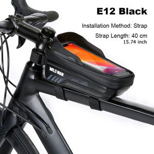 TEMU 남성용 와일드 고품질 자전거 프레임 백 터치 스크린 폰 홀더 포함, 6.8인치 하드 쉘 MTB 사이클링 가방, 탈착식 스트랩, 카본 텍스처 PU+EVA+TPU, 타포린, 조절 가능한 로프, 블랙