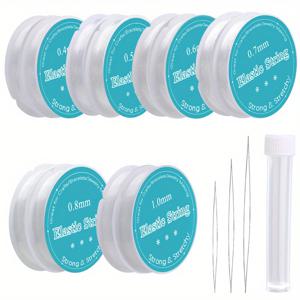 TEMU 12개 롤의 탄성 실, 0.4mm, 0.5mm, 0.6mm, 0.7mm, 0.8mm, 1mm 비즈 탄성 실, 3가지 크기의 비즈 나사, 수공 손목시계, 다양한 색상의 액세서리, 배터리 없음