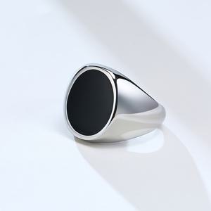 TEMU 1pc 비 페이딩 남성용 티타늄 스틸 타원형 반지, 남성용 패션 비 페이딩 손가락 반지