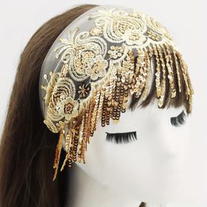 TEMU 1개 세퀸 태슬 장식 헤드밴드 매력 꽃 자수 헤드밴드 일상 파티 장식, 카니발/마르티 그라스/마스케라드에 적합